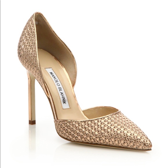 Manolo Blahnik Shoes - Stunning Manolo Blahnik golden Tayler d’Orsay heel